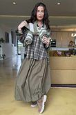 Paloma Bubble Hem Midi Skirt Olive
